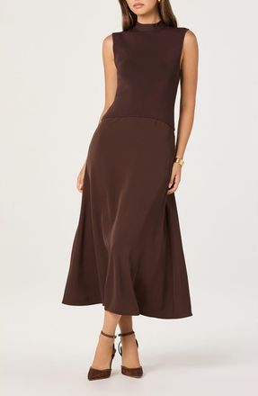 ASTR the Label Mixed Media Dress in Brown at Nordstrom, Size X-Small