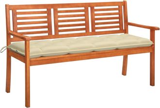 vidaXL Banco De Jard&iacute;n 3 Plazas Madera Maciza Eucalipto Y Coj&iacute;n 150 Cm Vidaxl