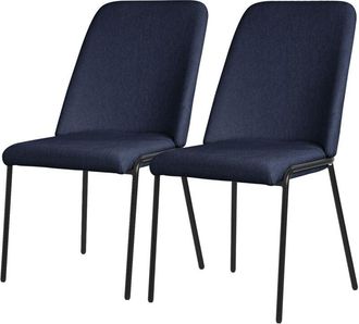 ML Design Ml-design Juego 2x Sillas De Comedor En Color Azul Oscuro Poli&eacute;ster Tapizado Con Patas De Metal Asiento Acolchado Con Respaldo Dise&ntilde;o Atemporal Mueble