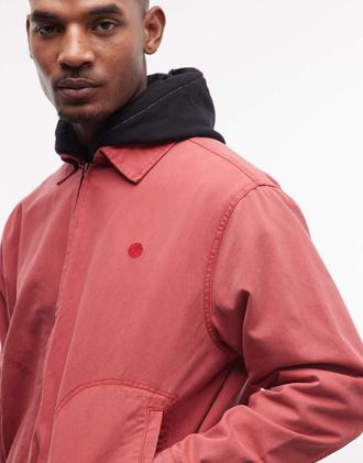 Element Giacca harrington in twill color rosa slavato tinto in capo-Bianco