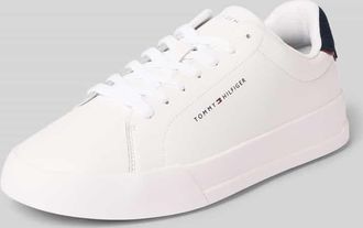 Tommy Hilfiger Low Top Sneaker aus echtem Leder Modell TH COURT in Weiss, Gr&ouml;&szlig;e 40