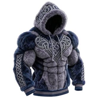 Generic Mens Ugly Christmas Sweatshirt Hoodies Soft Plush, Muscle Pattern Flannel Fuzzy Sherpa Warm Pullovers Ribbed Cuff Funny Novelty Fashion Holiday Partie