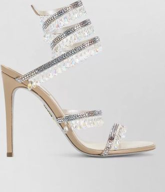 Rene Caovilla crystal-embellished satin high-heel sandals