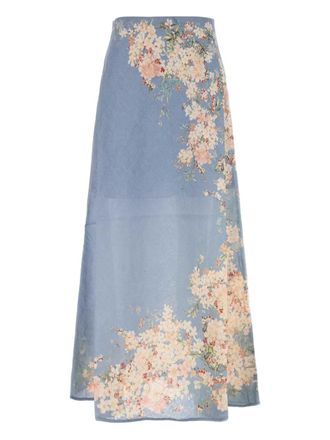 スカート ZIMMERMANN PRINTED LINEN PENCIL SKIRT ZIMMERMANN Floral-print linen midi skirt | THE OUTNET