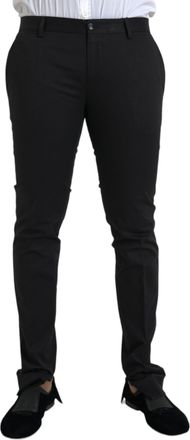 Dolce & Gabbana Mens Slimfit Trousers - Black Cotton - Size EU 50 (Mens)