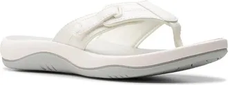 Clarks Sunmaze Sandal Womens White Round Toe Hook-And-Loop Slip-On GAL841