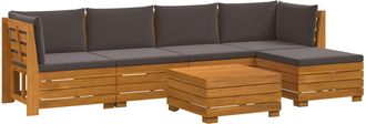 vidaXL 6 Uds. Conjunto De Sof&aacute;s De Exterior Madera De Acacia S&oacute;lida Vidaxl