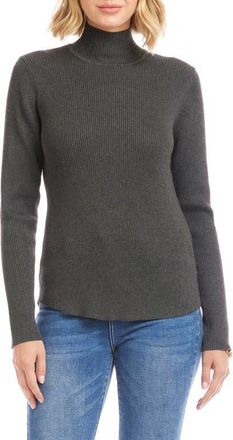 Karen Kane Rib Mock Neck Sweater in Charcoal at Nordstrom, Size X-Large