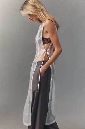 Sunday In Brooklyn Sheer Sequin Side Tie Tunic Top