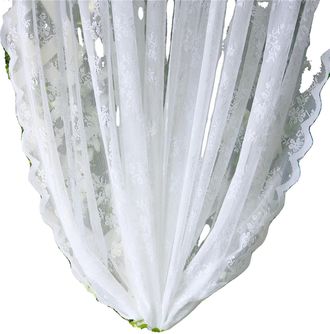 OEM Tenda In Stile Romano, Tessuto Di Pizzo Trasparente, Elegante Motivo Floreale, Pieghe Fisse, 145x160 Cm, Bianca