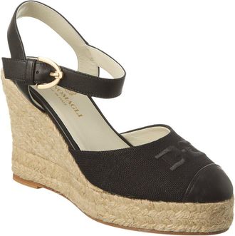 Bruno Magli Marella Canvas & Leather Wedge Sandal