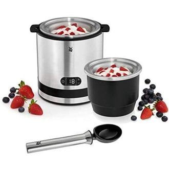 WMF Wmf Kitchenminis - Heladera 3 En 1, Yogur Helado, Sorbete, Helado, 12 W, Pantalla Cristal, Funci&oacute;n Contador, Incluye Cuchara De Helados, 300 Ml, Acaba