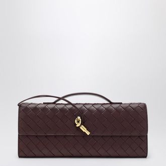 Bottega Veneta Andiamo clutch bag with handle in Dark Barolo