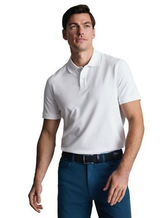 CHARLES TYRWHITT Short Sleeve Cotton Stretch Pique Polo in White at Nordstrom, Size Xx-Large
