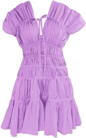 Brunna.Co The Srikandi Ruffle Mini Dress in Purple at Nordstrom, Size Medium P