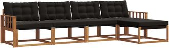 vidaXL Conjunto De Sof&aacute;s De Exterior 5 Uds. Natural Y Negro Vidaxl