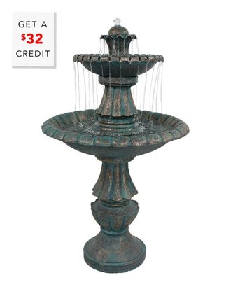 Sunnydaze Nouveau Tiered Outdoor Water Fountain 41In Garden And Patio Feature With $32 Credit