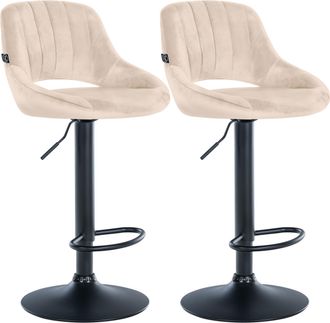 Clp Juego De 2 Taburetes De Bar Milet De Terciopelo Crema