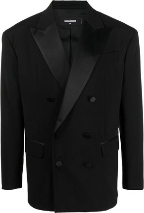 Dsquared2 double-breasted silk-lapels blazer - men - Polyester/Spandex/Elastane/Virgin Wool - 48 - Black