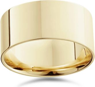 Pompeii3 10mm Flat High Polished Wedding Band 14K Yellow Gold Size Selectable