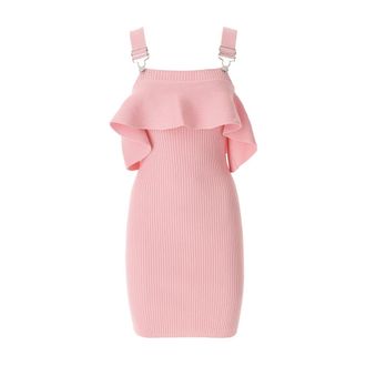 Moschino Gerimpelde Mini Jurk in Roze - Dames - Korte kleedjes - Roze - XS - Kleedjes