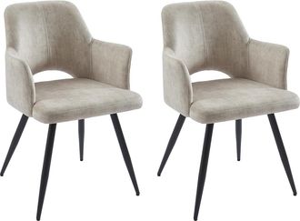 Vente-Unique Lote de 2 sillas con reposabrazos de tela y metal negro - Beige - KADIJA