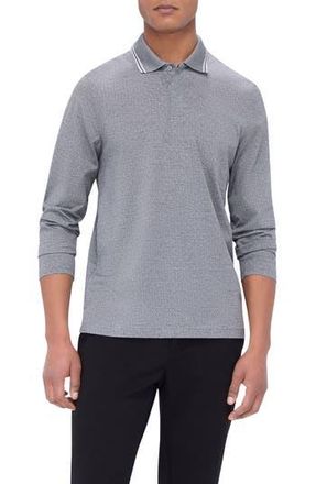 Bugatchi Jacquard Long Sleeve Polo in Platinum at Nordstrom Rack, Size Xx-Large