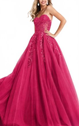 Jovani Embroidered Sweetheart Neckline Dress In Hot Pink