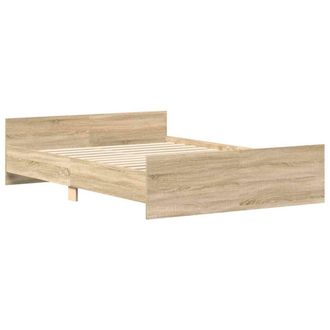 Berkfield Home Durable Bed Frame with Headboard & Footboard Sonoma Oak 150x200 in Light Tan | Size: King