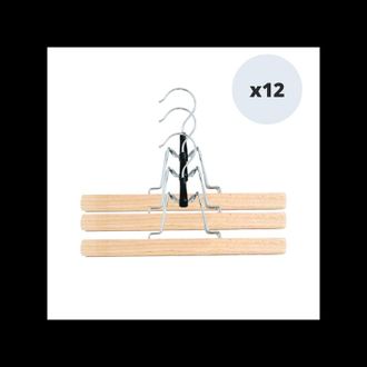 MSV Juego De 12 Perchas De Madera Para Pantalones O Faldas 30cm Msv