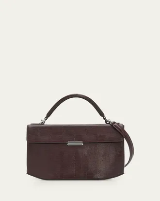 Toteme Clip Lizard-Embossed Top-Handle Bag