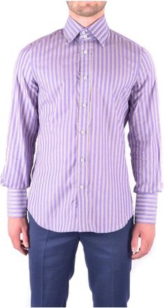 Dsquared2 Paarse Gestreept Herenoverhemd Lente/Zomer - Heren - Casual Overhemden - Paars - M - Katoen - Overhemden