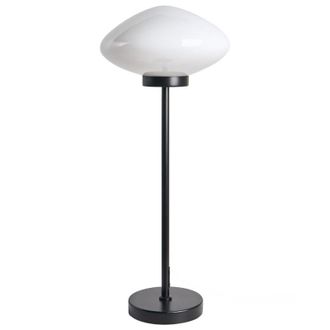 Beliani L&aacute;mpara De Mesa Moderna Base De Hierro Pantalla De Vidrio Sal&oacute;n Negro Blanco Sibun