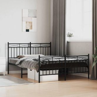 Berkfield Home Metal Bed Frame with Headboard & Footboard Black 135x190 cm Double