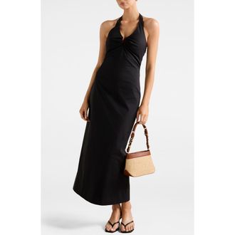 Ever New Tia Halter Midi Dress in Black at Nordstrom, Size 14