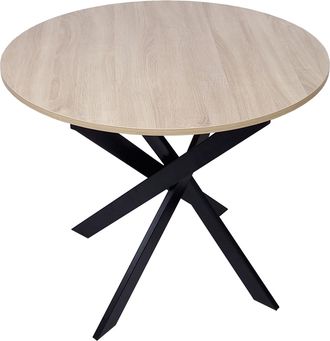 Skraut Home Skraut Home - Mesa De Comedor Fija Redonda, Modelo Zen, 90 X 90 X 77 Cm, Capacidad Hasta 4 Personas, Materiales Resistentes, Acabado Madera Color Robl