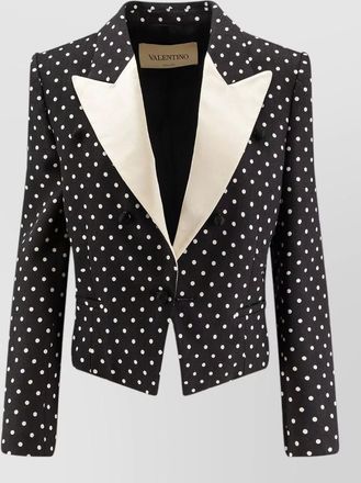 Valentino polka dot cropped blazer silk lapel