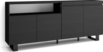 Skraut Home Aparadores Para Sal&oacute;n, Gran Capacidad De Almacenaje, 200x87x35cm, 4 Puertas, Dise&ntilde;o Industrial, Estilo Moderno, Negro - Skraut Home