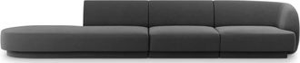 BLOOMINGLOFT 4-Sitzer Designsofa Miley mit Ottomane - mit Samtbezug Dunkelgrau