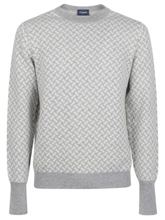 Drumohr Grey Geometric-pattern Sweater