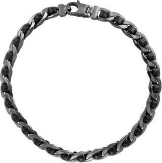 Effy Mens Sterling Silver & Leather Curb Chain Bracelet at Nordstrom Rack, Size 8.5