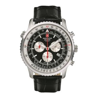 Swiss Alpine Military Quartz horloge 7078.9537 - Heren - Accessoires - Zwart - Maat: ONE Size Leer