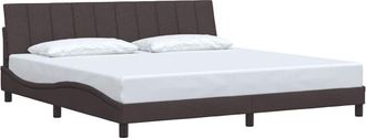 vidaXL Cama Sin Colch&oacute;n Tela Marr&oacute;n Oscuro 200x200 Cm Vidaxl