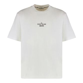 Stone Island T-Shirts, male, White, XL, Archive T-Shirt