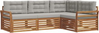 vidaXL Conjunto De Sof&aacute;s De Exterior 4 Uds. Gris Natural Y Claro Vidaxl