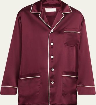 Olivia Von Halle Yves Long Silk Satin Pajama Set