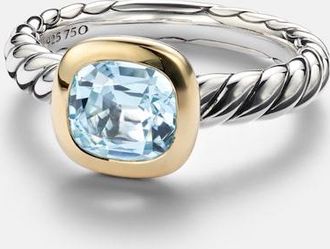 David Yurman Anello DY Mercer in argento sterling e oro 18kt con topazio