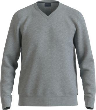 Olymp V-Ausschnitt-Pullover OLYMP OLYMP Strick Casual, Herren, Gr. 4XL, grau (silbergrau), Obermaterial: 100% Schurwolle, tailliert, V-Ausschnitt, Pullover 