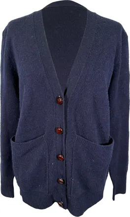 Joseph Buttoned Cardigan in Navy Blue Wool