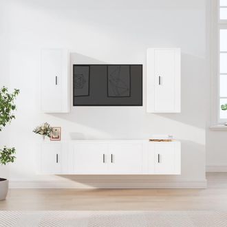 vidaXL Vidaxl - Set De Muebles Para Tv 5 Piezas Madera Contrachapada Blanco